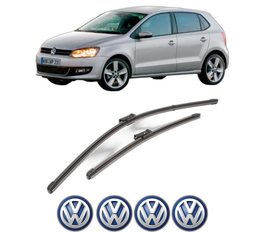 Set stergatoare auto Volkswagen POLO Van V (6R1, 6C1) din 2009-2017, pentru parbriz auto, 2 bucati, Valeo Silencio Xtrm, din cauciuc siliconat rezistent, 4 Stickere Auto Volkswagen
