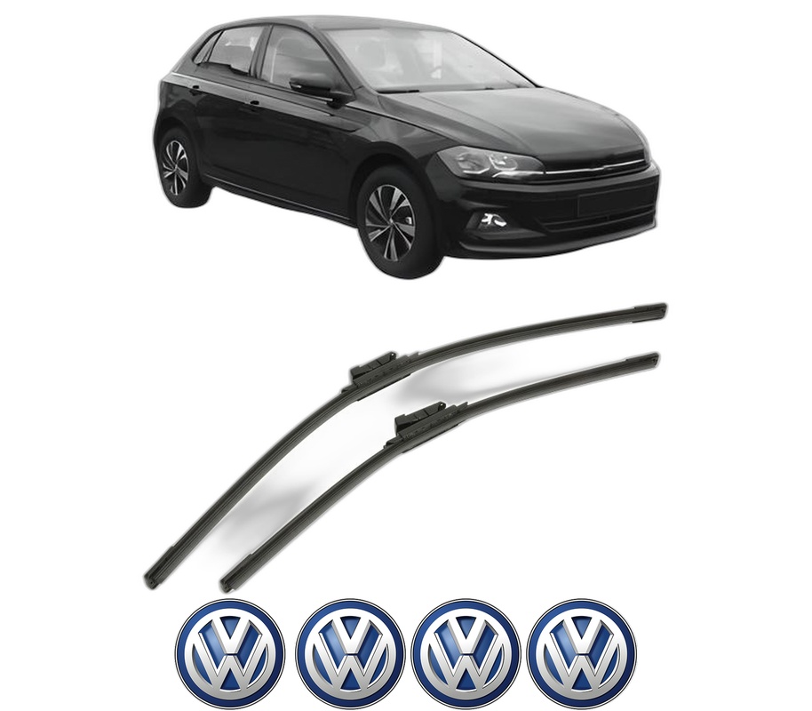Set stergatoare auto Volkswagen POLO VI (AW1, BZ1, AE1) din 2017-2021, pentru parbriz auto, 2 bucati, Bosch Aerotwin, din cauciuc siliconat rezistent, 4 Stickere Auto Volkswagen