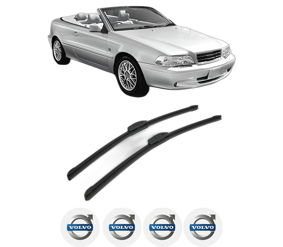Set stergatoare auto VOLVO C70 I Convertible (873) din 1998-2005, pentru parbriz auto, 2 bucati, Bosch Aerotwin Retrofit, din cauciuc siliconat rezistent, 4 Stickere Auto VOLVO