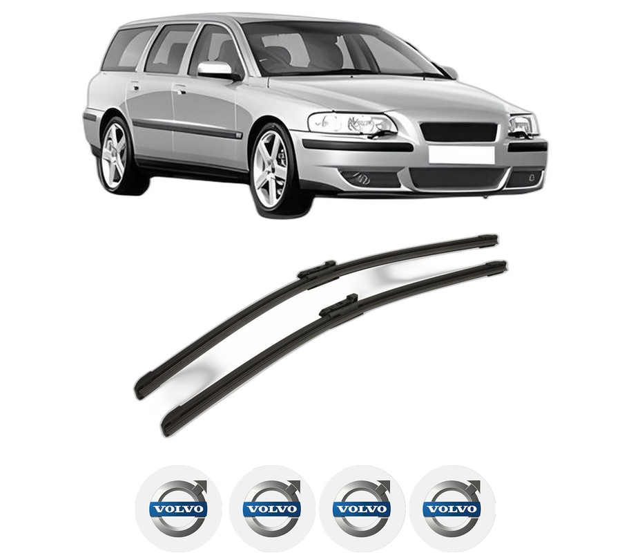 Set stergatoare auto VOLVO V70 II (285) din 1999-2008, pentru parbriz auto, 2 bucati, Bosch Aerotwin, din cauciuc siliconat rezistent, 4 Stickere Auto VOLVO