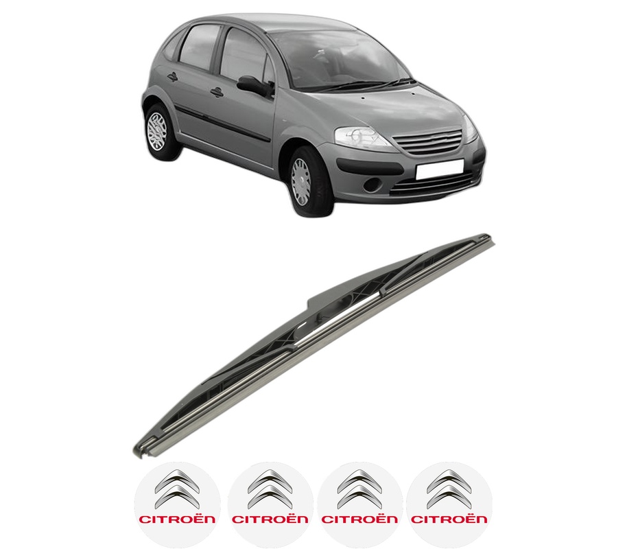 Stergator lamela spate CITROEN C3 I (FC_, FN_) din 2002 - 2012, pentru luneta auto, Bosch Twin, din cauciuc siliconat rezistent, 4 Stickere Auto CITROEN