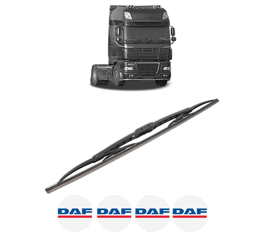 Stergator lamela spate DAF 95 XF din 1997 - 2002, pentru luneta auto, Bosch Twin, din cauciuc siliconat rezistent, 4 Stickere Auto DAF