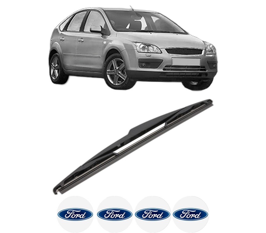 Stergator lamela spate FORD FOCUS II (DA_, HCP, DP) din 2004 - 2012, pentru luneta auto, Valeo Silencio, din cauciuc siliconat rezistent, 4 Stickere Auto FORD