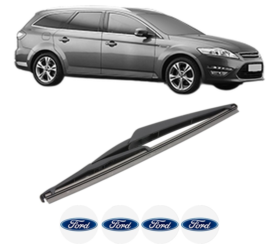 Stergator lamela spate FORD MONDEO IV Van din 2007 - 2014, pentru luneta auto, Valeo Silencio, din cauciuc siliconat rezistent, 4 Stickere Auto FORD