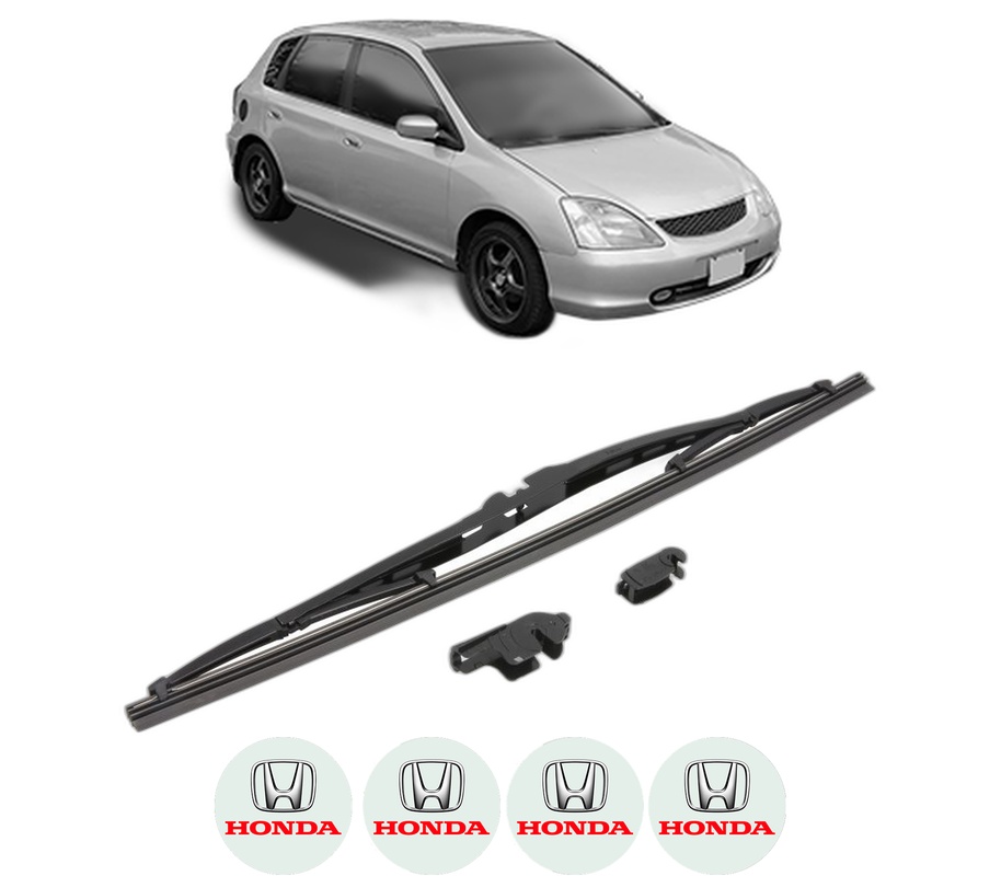Stergator lamela spate HONDA CIVIC VII Hatchback (EU, EP, EV) din 2000 - 2005, pentru luneta auto, Valeo Silencio, din cauciuc siliconat rezistent, 4 Stickere Auto HONDA