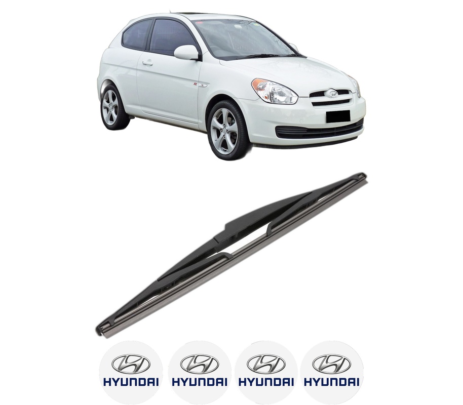 Stergator lamela spate HYUNDAI ACCENT III (MC) din 2005 - 2010, pentru luneta auto, Valeo Silencio, din cauciuc siliconat rezistent, 4 Stickere Auto HYUNDAI