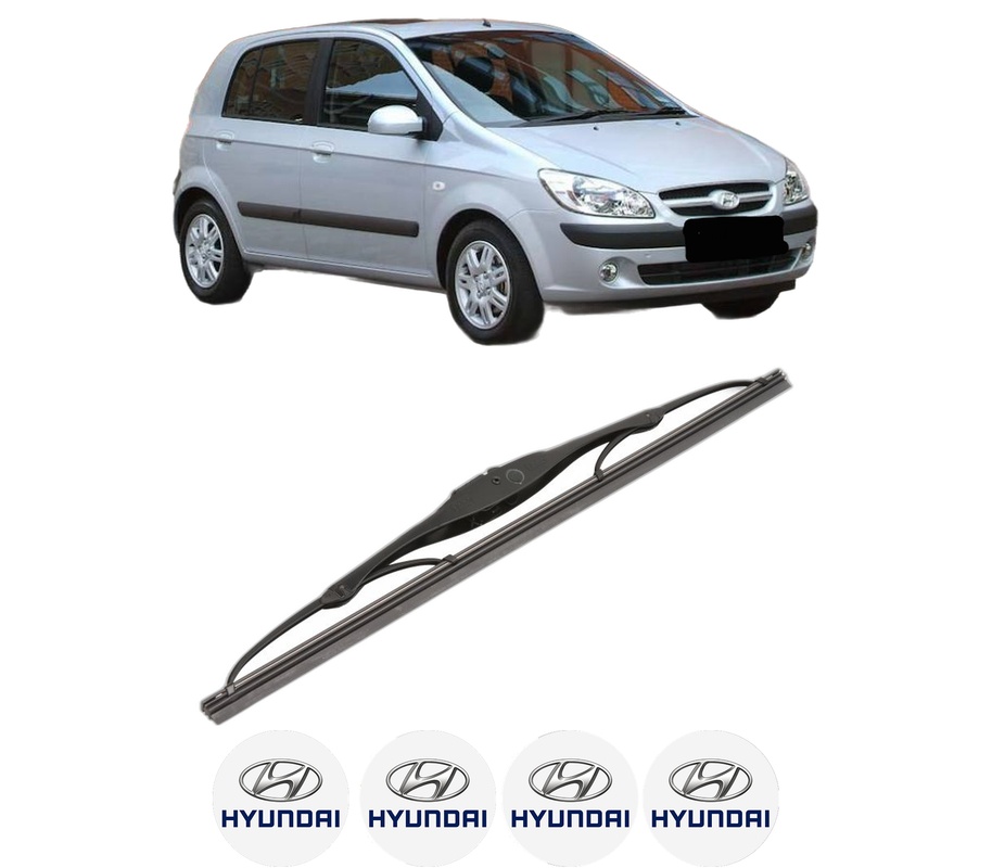 Stergator lamela spate HYUNDAI GETZ (TB) din 2002 - 2010, pentru luneta auto, Valeo Silencio, din cauciuc siliconat rezistent, 4 Stickere Auto HYUNDAI