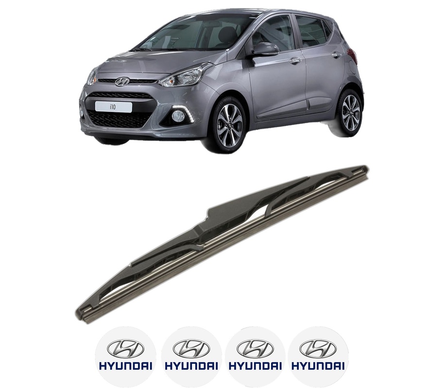 Stergator lamela spate HYUNDAI i10 II (BA, IA) din 2013 - 2019, pentru luneta auto, Bosch Twin, din cauciuc siliconat rezistent, 4 Stickere Auto HYUNDAI