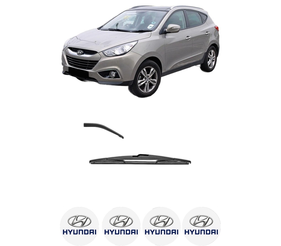 Stergator lamela spate HYUNDAI ix35 (LM, EL, ELH) din 2009 - 2015, pentru luneta auto, Valeo Silencio, din cauciuc siliconat rezistent, 4 Stickere Auto HYUNDAI