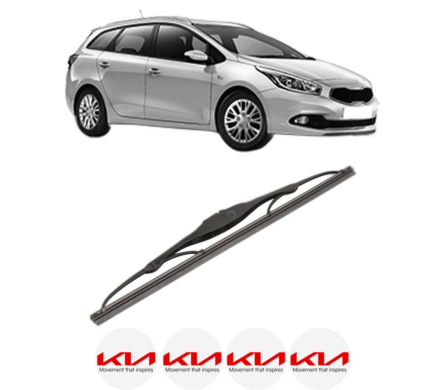 Stergator lamela spate KIA CEE'D Sportswagon (JD) din 2012 - 2018, pentru luneta auto, Valeo Silencio, din cauciuc siliconat rezistent, 4 Stickere Auto KIA