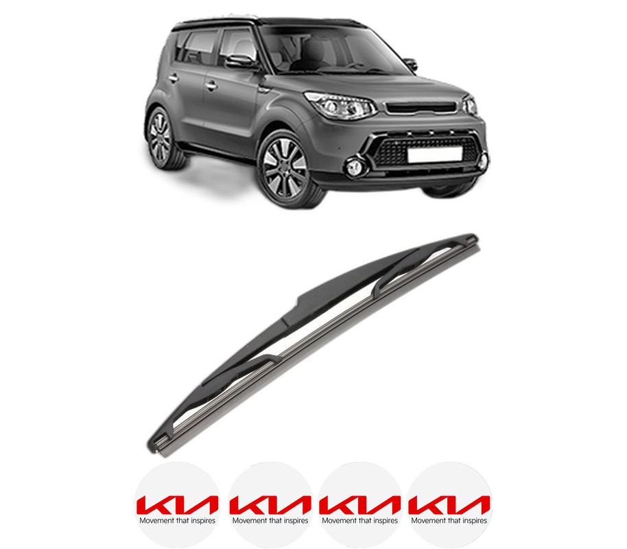 Stergator lamela spate KIA SOUL II (PS) din 2014 - 2018, pentru luneta auto, Valeo Silencio, din cauciuc siliconat rezistent, 4 Stickere Auto KIA