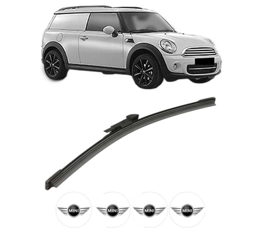 Stergator lamela spate MINI MINI CLUBVAN (R55) din 2012 - 2014, pentru luneta auto, Bosch Aerotwin, din cauciuc siliconat rezistent, 4 Stickere Auto MINI