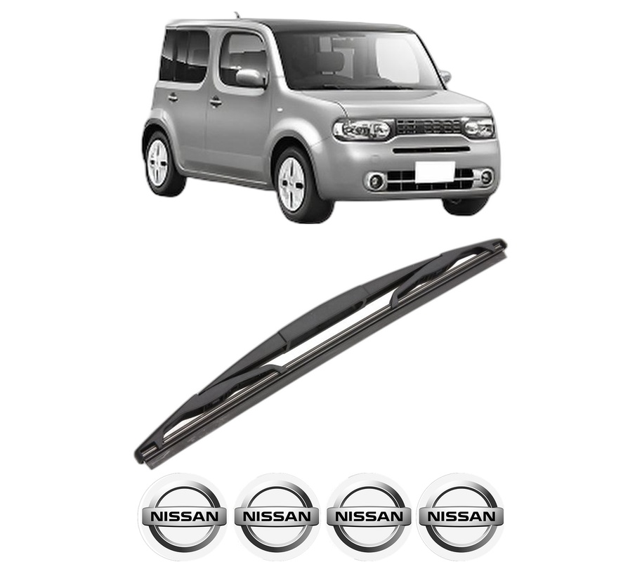 Stergator lamela spate NISSAN CUBE (Z12) din 2009, pentru luneta auto, Valeo Silencio, din cauciuc siliconat rezistent, 4 Stickere Auto NISSAN