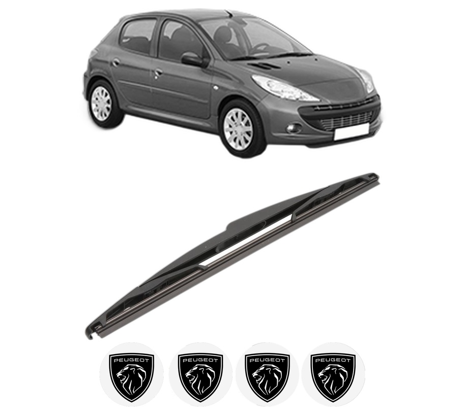 Stergator lamela spate PEUGEOT 206+ (2L_, 2M_) din 2009 - 2013, pentru luneta auto, Valeo Silencio, din cauciuc siliconat rezistent, 4 Stickere Auto PEUGEOT