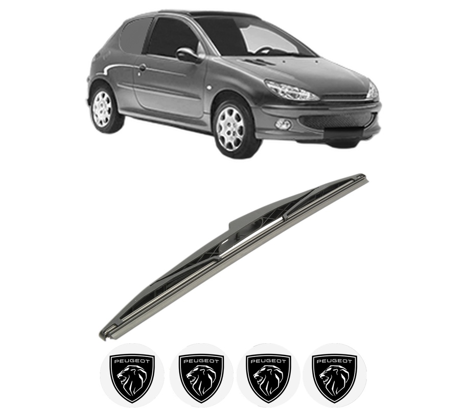 Stergator lamela spate PEUGEOT 206 Van din 2001 - 2009, pentru luneta auto, Bosch Twin, din cauciuc siliconat rezistent, 4 Stickere Auto PEUGEOT