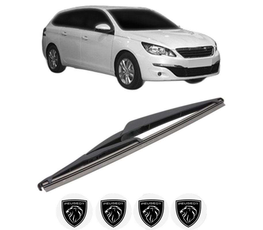Stergator lamela spate PEUGEOT 308 SW II Estate Van (LC_) din 2014 - 2021, pentru luneta auto, Valeo Silencio, din cauciuc siliconat rezistent, 4 Stickere Auto PEUGEOT