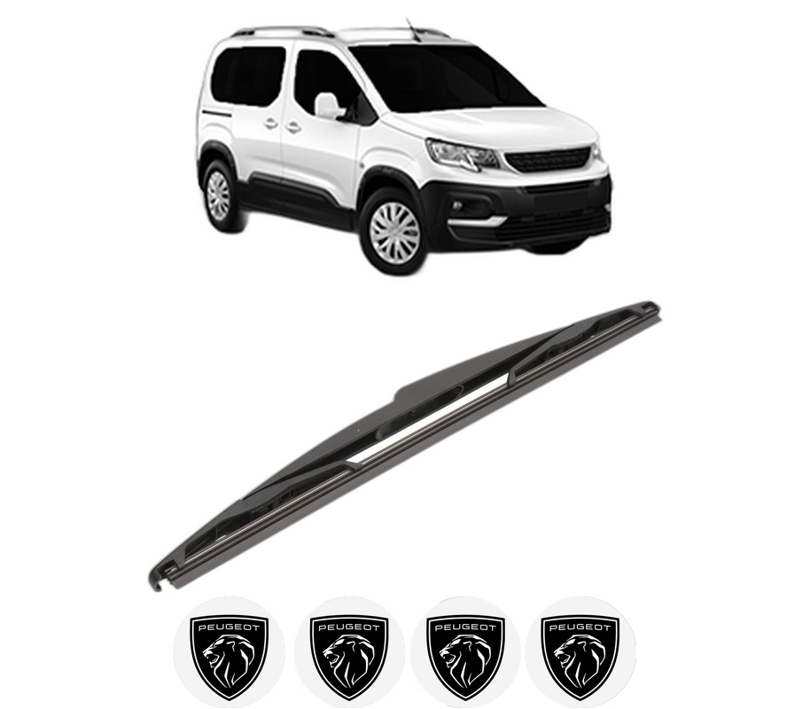 Stergator lamela spate PEUGEOT RIFTER din 2018 - 2023, pentru luneta auto, Valeo Silencio, din cauciuc siliconat rezistent, 4 Stickere Auto PEUGEOT