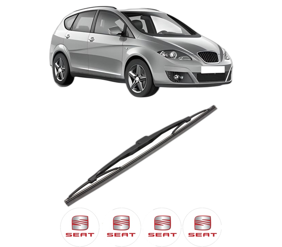 Stergator lamela spate SEAT ALTEA XL (5P5, 5P8) din 2006 - 2015, pentru luneta auto, Valeo Silencio, din cauciuc siliconat rezistent, 4 Stickere Auto SEAT
