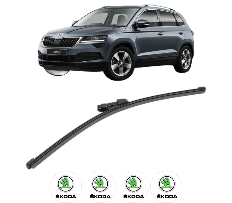 Stergator lamela spate SKODA KAROQ (NU7, ND7) din 2017, pentru luneta auto, Valeo Silencio Xtrm, din cauciuc siliconat rezistent, 4 Stickere Auto SKODA