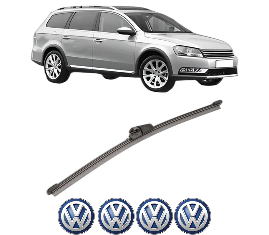 Stergator lamela spate Volkswagen PASSAT ALLTRACK B7 (365) din 2012 - 2014, pentru luneta auto, Valeo Silencio Xtrm, din cauciuc siliconat rezistent, 4 Stickere Auto VW