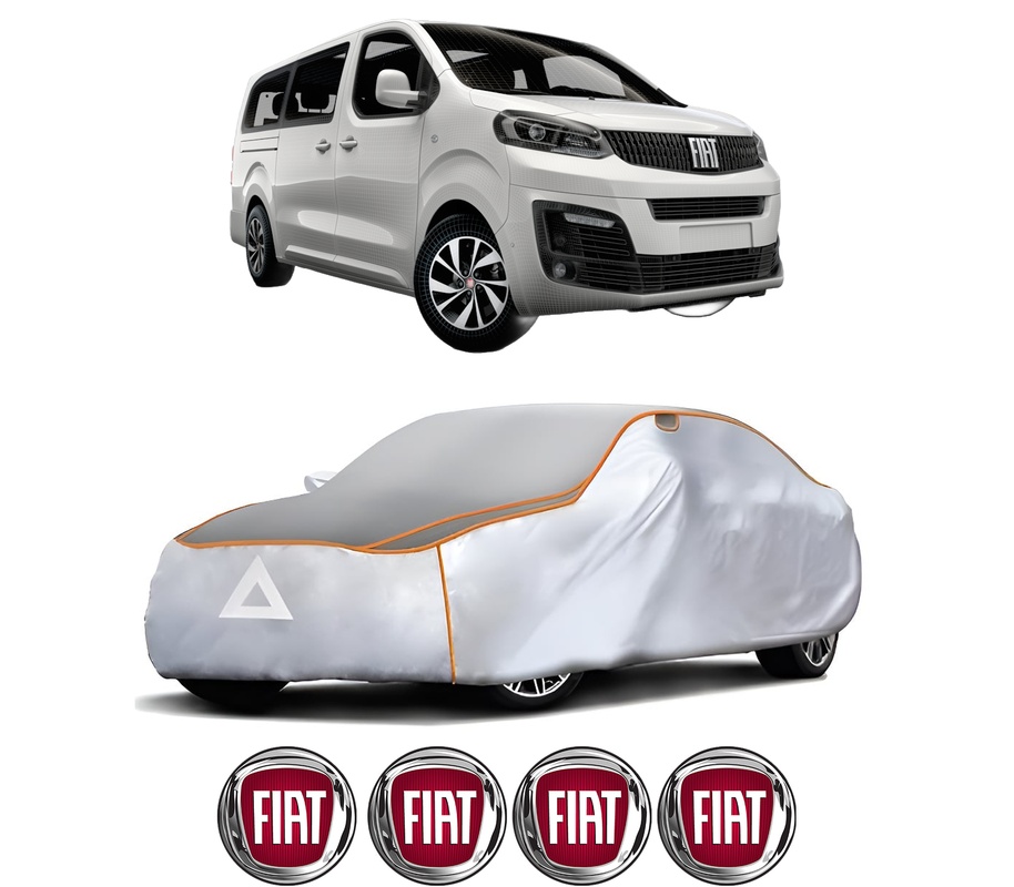 Husa Prelata Antigrindina Auto FIAT ULYSSE Bus din 2022-2023, Protectie auto contra intemperiilor la grindina, Waterproof, 4x Stickere auto FIAT