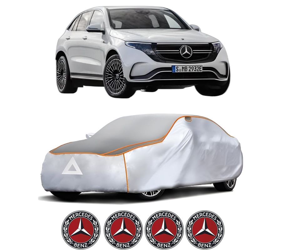 Husa Prelata Antigrindina Auto MERCEDES-BENZ EQC (N293) din 2019-2023, Protectie auto contra intemperiilor la grindina, Waterproof, 4x Stickere auto MERCEDES-BENZ