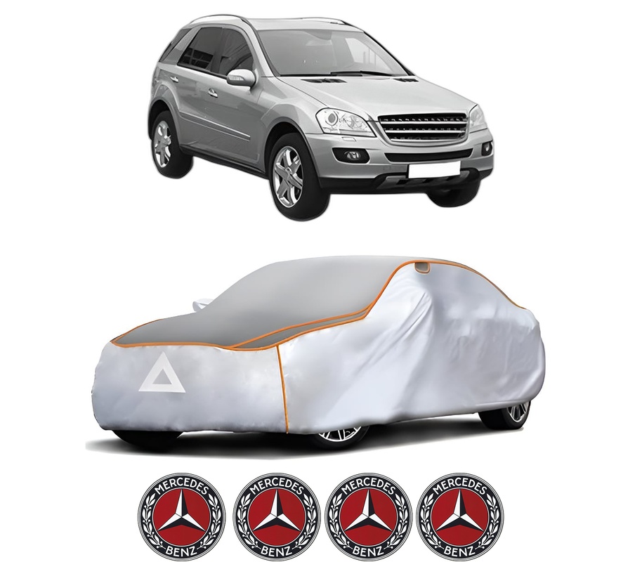 Husa Prelata Antigrindina Auto MERCEDES-BENZ M-CLASS (W164) din 2005-2011, Protectie auto contra intemperiilor la grindina, Waterproof, 4x Stickere auto MERCEDES-BENZ