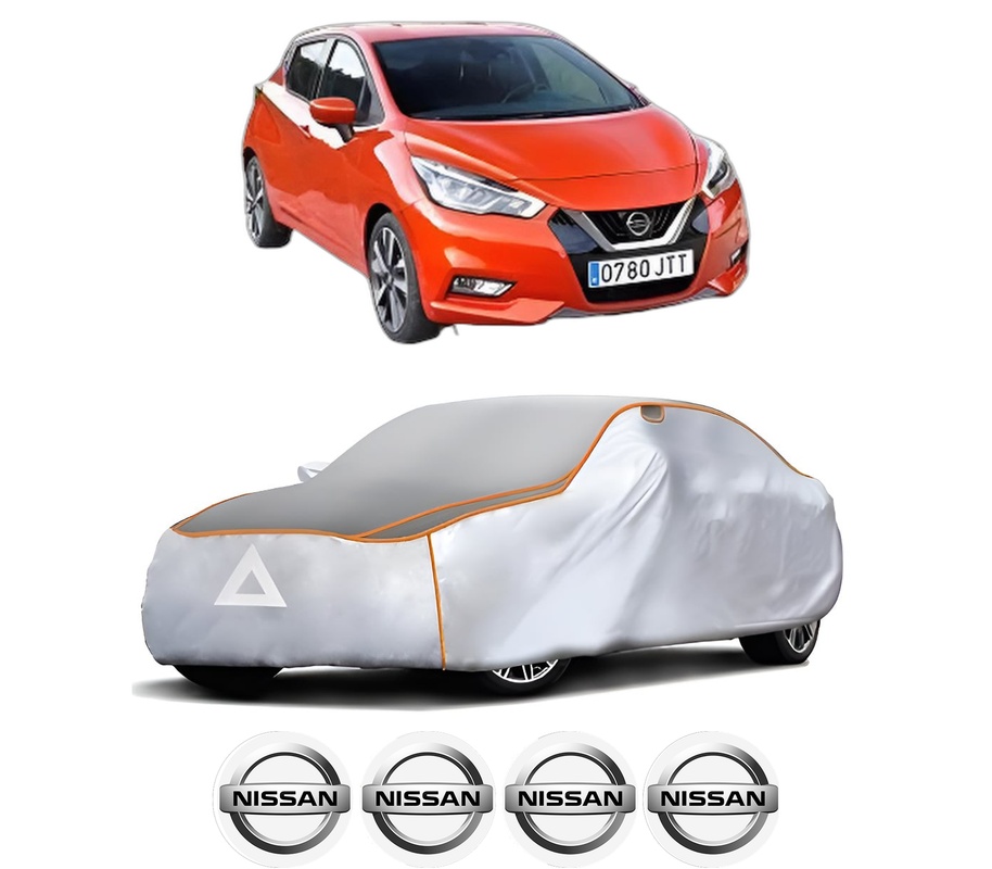 Husa Prelata Antigrindina Auto NISSAN MICRA V (K14) din 2016-2023, Protectie auto contra intemperiilor la grindina, Waterproof, 4x Stickere auto NISSAN