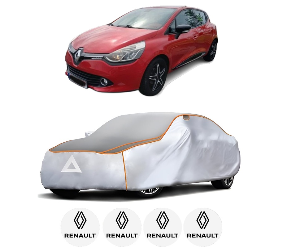 Husa Prelata Antigrindina Auto RENAULT CLIO IV (BH_) din 2012-2021, Protectie auto contra intemperiilor la grindina, Waterproof, 4x Stickere auto RENAULT