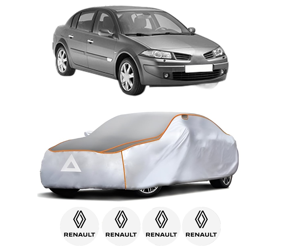 Husa Prelata Antigrindina Auto RENAULT MEGANE II Saloon (LM0/1_) din 2003-2010, Protectie auto contra intemperiilor la grindina, Waterproof, 4x Stickere auto RENAULT