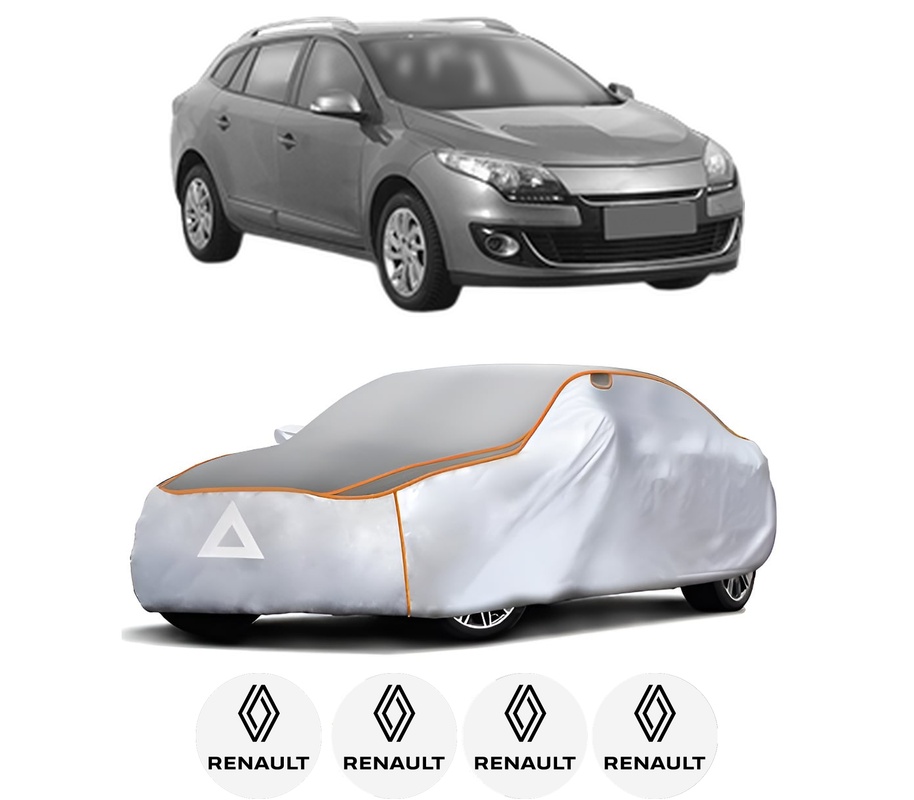 Husa Prelata Antigrindina Auto RENAULT MEGANE III Combi Van (KZ0/1) din 2009-2015, Protectie auto contra intemperiilor la grindina, Waterproof, 4x Stickere auto RENAULT