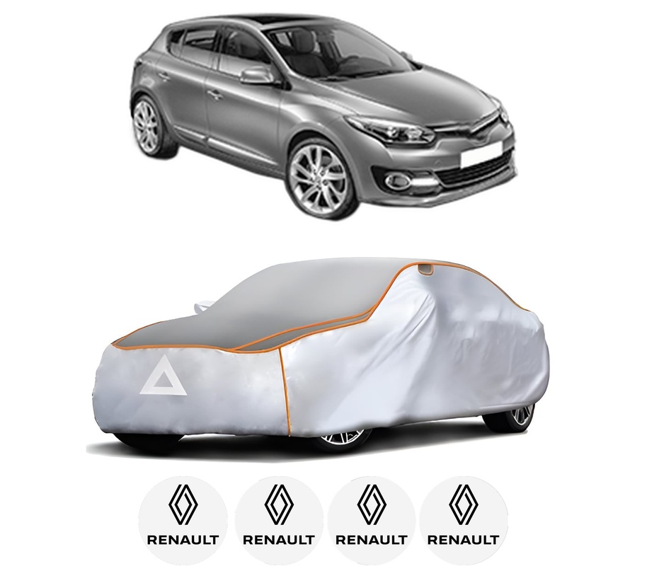 Husa Prelata Antigrindina Auto RENAULT MEGANE III Hatchback (BZ0/1_, B3_) din 2008-2017, Protectie auto contra intemperiilor la grindina, Waterproof, 4x Stickere auto RENAULT
