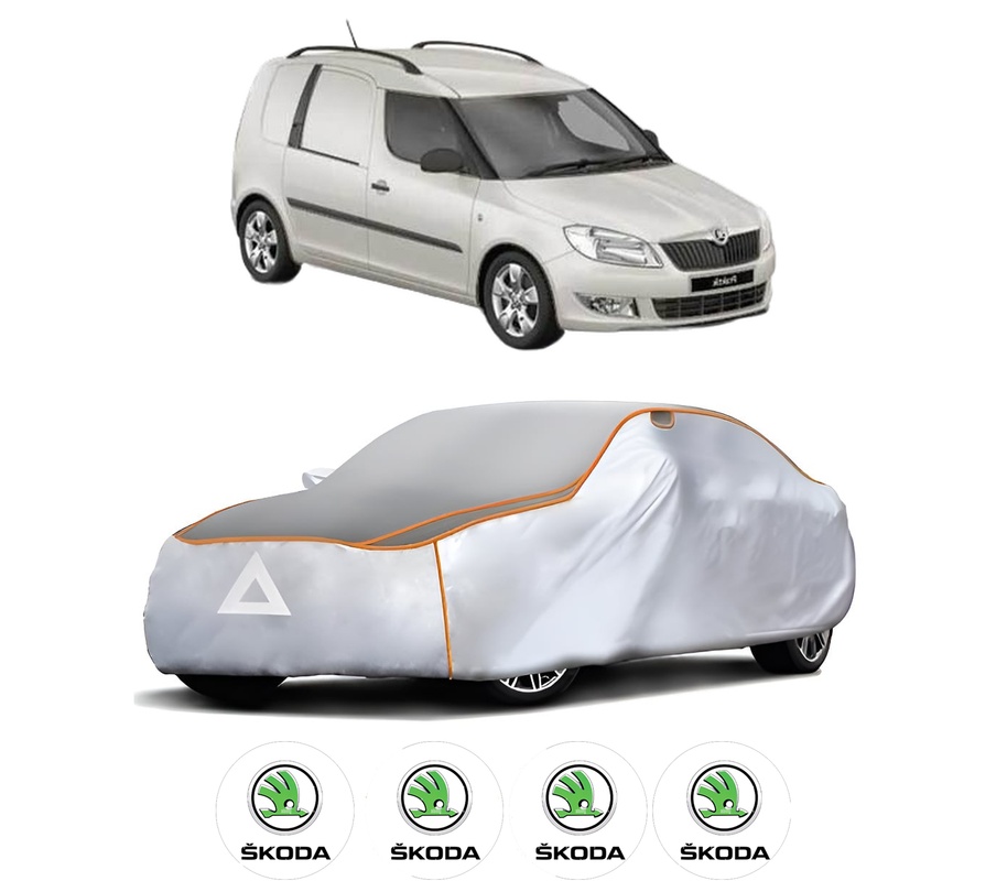 Husa Prelata Antigrindina Auto SKODA FABIA II Praktik (545) din 2013-2014, Protectie auto contra intemperiilor la grindina, Waterproof, 4x Stickere auto SKODA