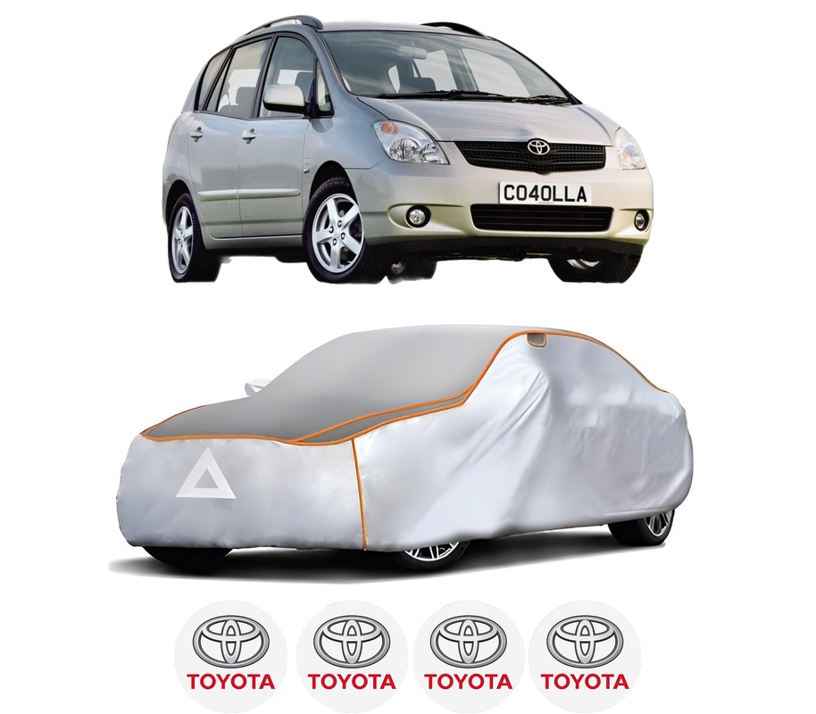 Husa Prelata Antigrindina Auto TOYOTA COROLLA Verso (_E12_) din 2001-2004, Protectie auto contra intemperiilor la grindina, Waterproof, 4x Stickere auto TOYOTA
