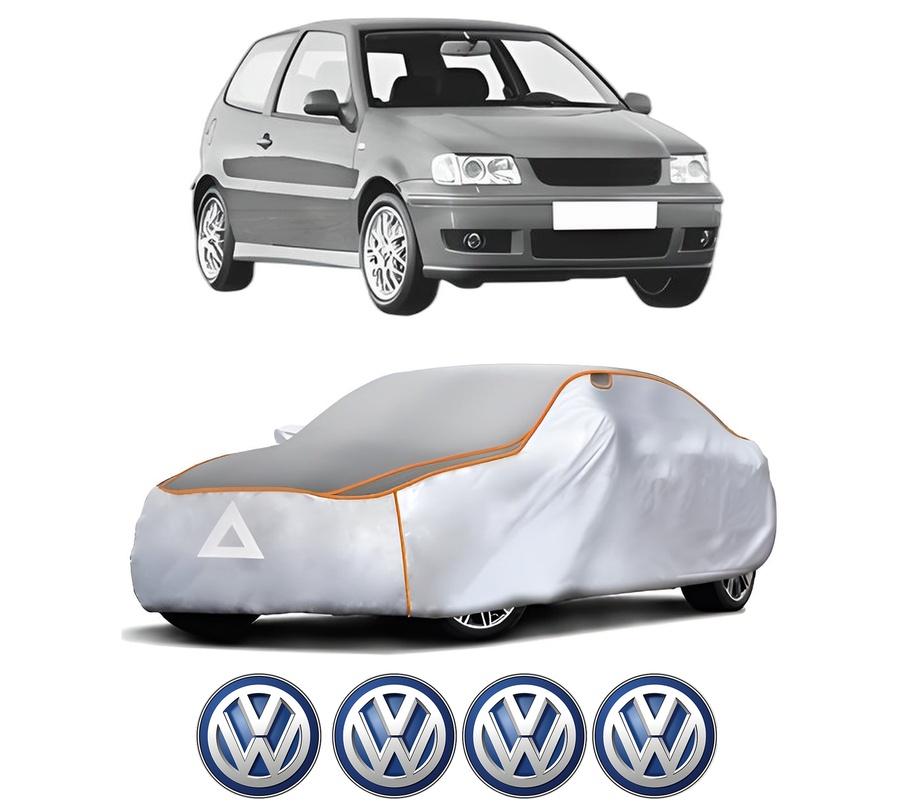 Husa Prelata Antigrindina Auto Volskwagen POLO (6N2) din 1999-2001, Protectie auto contra intemperiilor la grindina, Waterproof, 4x Stickere auto Volskwagen
