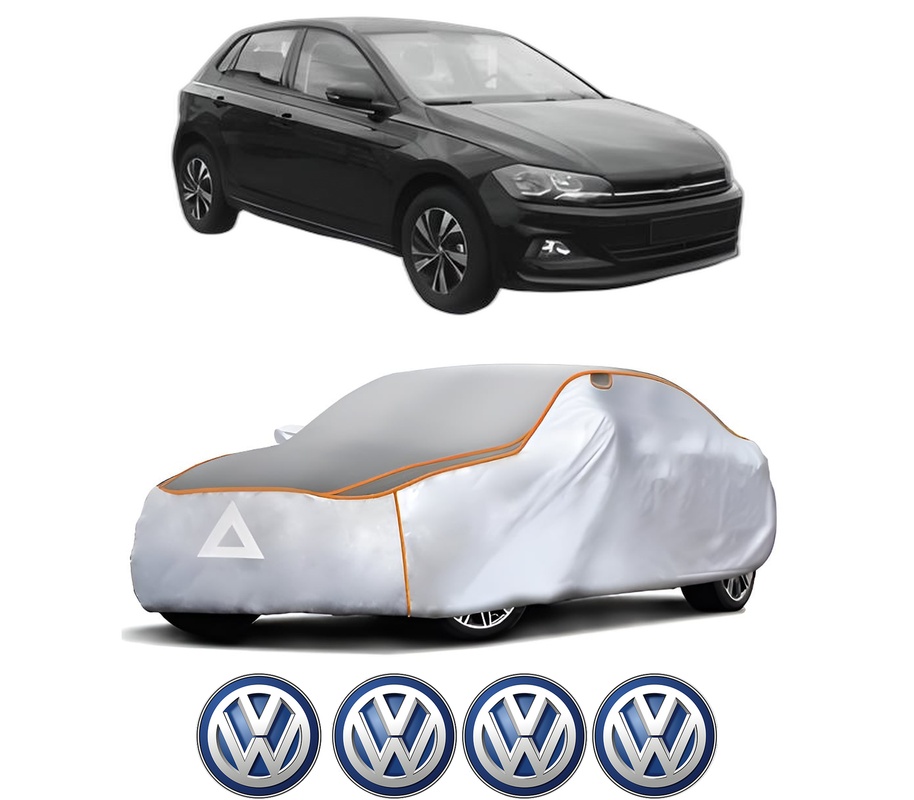 Husa Prelata Antigrindina Auto Volskwagen POLO VI (AW1, BZ1, AE1) din 2017-2021, Protectie auto contra intemperiilor la grindina, Waterproof, 4x Stickere auto Volskwagen