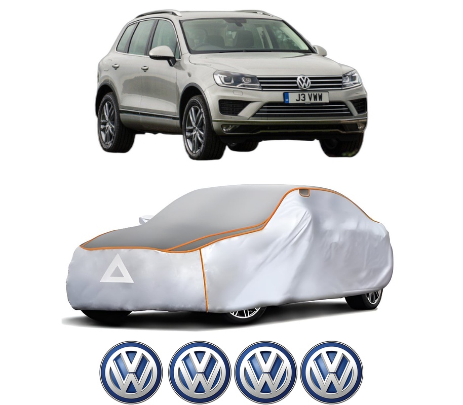 Husa Prelata Antigrindina Auto Volskwagen TOUAREG (7P5, 7P6) din 2010-2018, Protectie auto contra intemperiilor la grindina, Waterproof, 4x Stickere auto Volskwagen