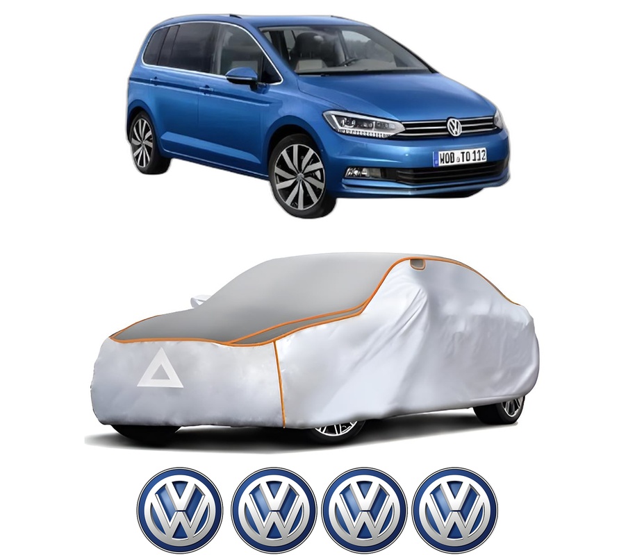 Husa Prelata Antigrindina Auto Volskwagen TOURAN (5T1) din 2015-2022, Protectie auto contra intemperiilor la grindina, Waterproof, 4x Stickere auto Volskwagen