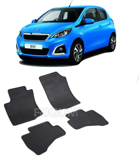 Set 4 covorase Peugeot 108 2014-2021, din cauciuc 100%, compatibile cu autoturismul PEUGEOT 108