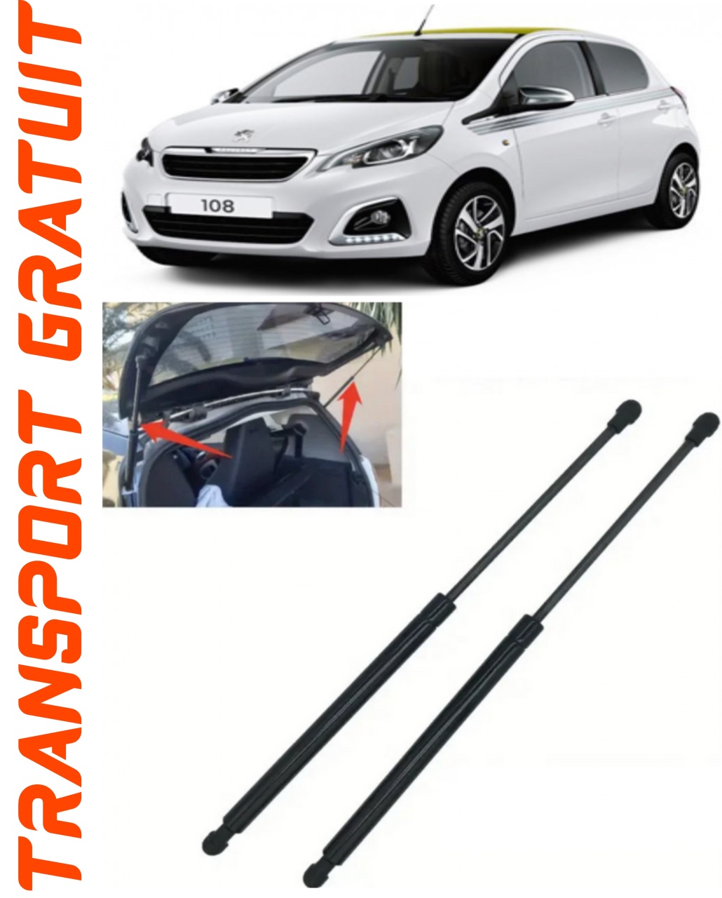 Set 2 amortizoare Haion portbagaj pentru masina Peugeot 108