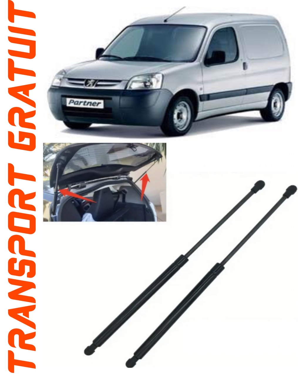 Set 2 amortizoare Haion portbagaj pentru masina Peugeot Partner