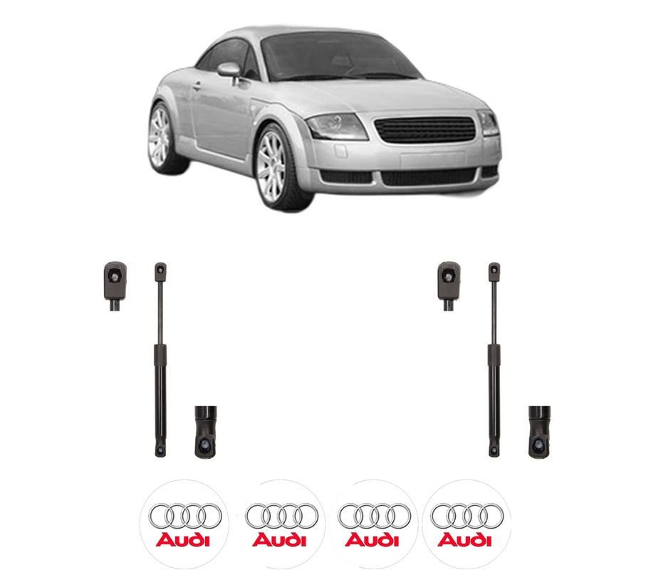 Set amortizoare portbagaj haion pentru AUDI TT (8N3) din 1998-2006, 2 bucati, MAGNUM TECHNOLOGY, 4 stickere auto AUDI