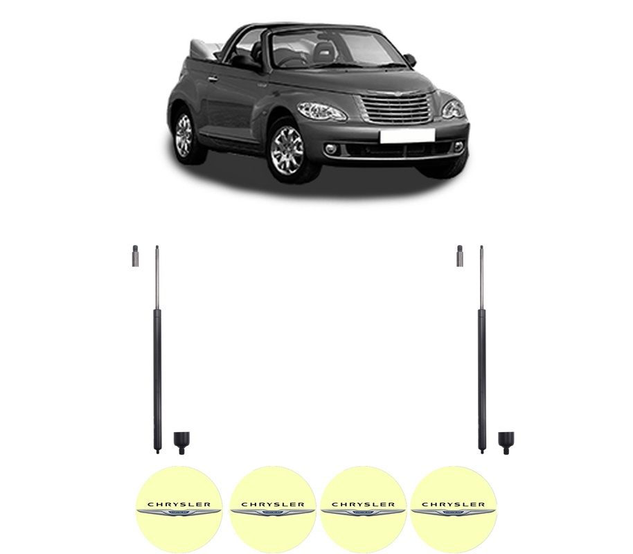 Set amortizoare portbagaj haion pentru CHRYSLER PT CRUISER Convertible din 2004-2008, 2 bucati, KROSNO, 4 stickere auto CHRYSLER
