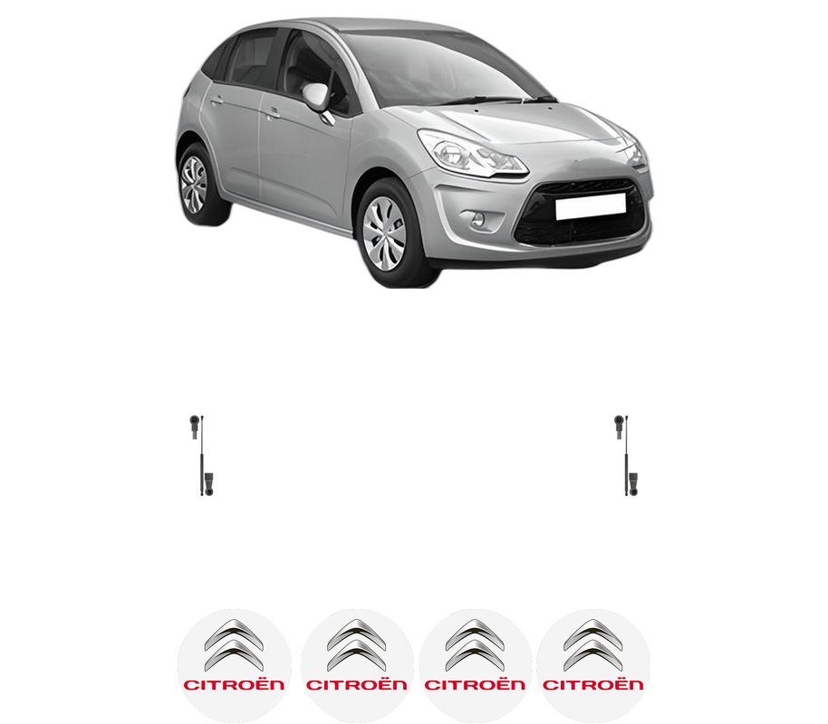 Set amortizoare portbagaj haion pentru CITROEN C3 II (SC_) din 2009-2016, 2 bucati, KROSNO, 4 stickere auto CITROEN