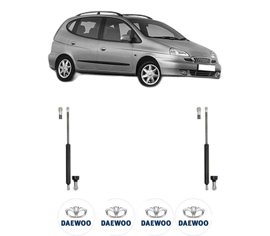 Set amortizoare portbagaj haion pentru DAEWOO TACUMA / REZZO (U100) din 2000-2004, 2 bucati, KROSNO, 4 stickere auto DAEWOO