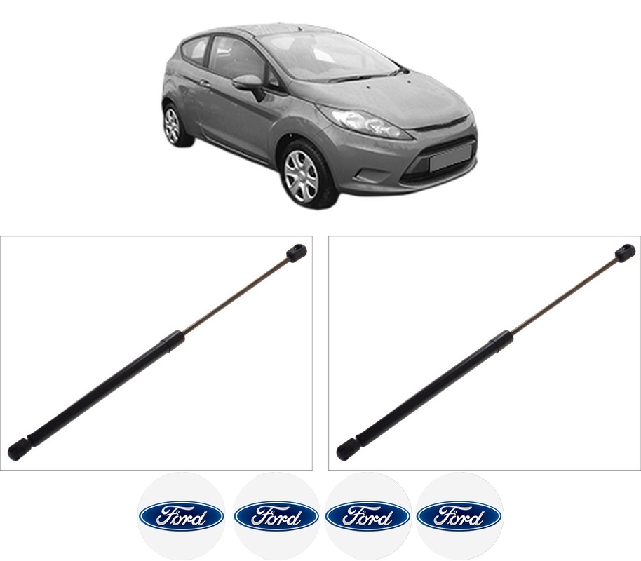 Set amortizoare portbagaj haion pentru FORD FIESTA VI (CB1, CCN) din 2008-2018, 2 bucati, KROSNO, 4 stickere auto FORD
