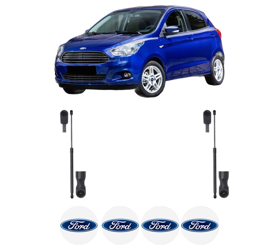 Set amortizoare portbagaj haion pentru FORD KA+ III (UK, FK) din 2016-2018, 2 bucati, KROSNO, 4 stickere auto FORD