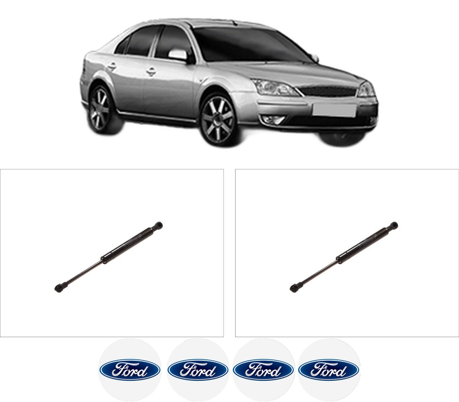Set amortizoare portbagaj haion pentru FORD MONDEO III Saloon (B4Y) din 2000-2007, 2 bucati, KROSNO, 4 stickere auto FORD