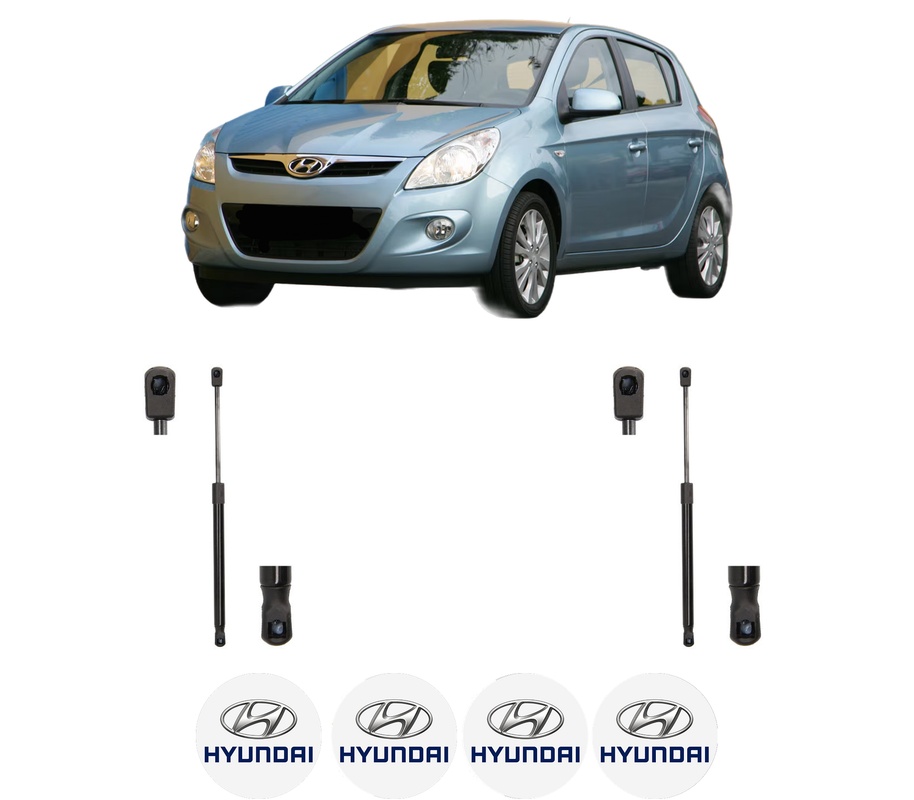 Set amortizoare portbagaj haion pentru HYUNDAI i20 I (PB, PBT) din 2008-2015, 2 bucati, MAGNUM TECHNOLOGY, 4 stickere auto HYUNDAI