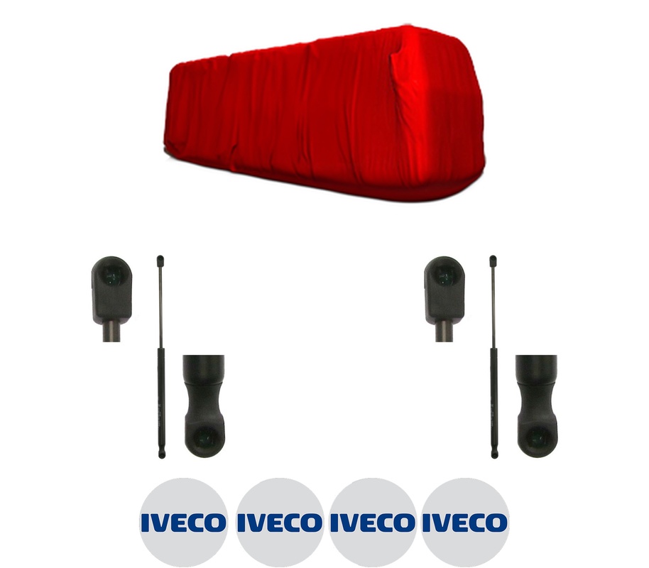 Set amortizoare portbagaj haion pentru IVECO EUROFIRE II din 2000-2007, 2 bucati, KROSNO, 4 stickere auto IVECO